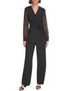 Tommy Hilfiger Women's Long-chiffon-sleeve Scuba Crepe Jumpsuit In Black