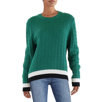 Tommy Hilfiger Womens Textured Pullover Crewneck Sweater In Green
