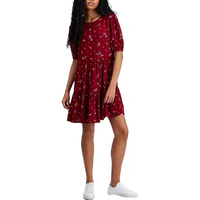 Tommy Hilfiger Womens Tiered Mini Shift Dress In Red