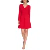 Tommy Hilfiger Womens V-neck Above Knee Mini Dress In Red