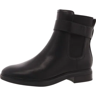 Tommy Hilfiger Womens Zipper Faux Leather Chelsea Boots In Black