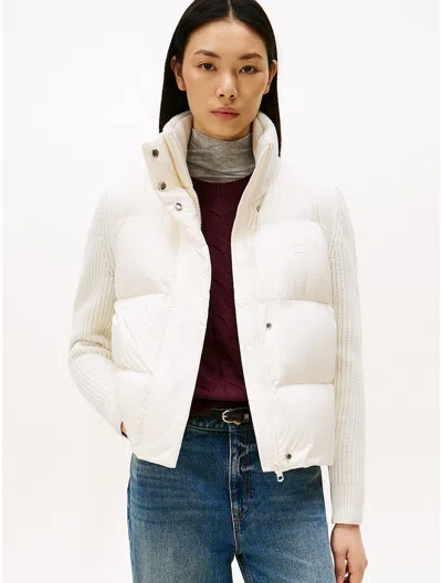 Tommy Hilfiger Wool And Down Mixed Media Jacket In Brown