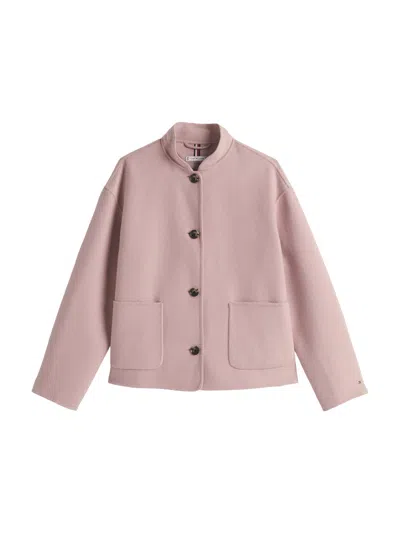 Tommy Hilfiger Wool Bomber Jacket In Foggy Pink