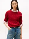 Tommy Hilfiger Wool Cable Knit Sweater In Red