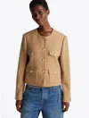 Tommy Hilfiger Cropped Wool Jacket In Classic Khaki