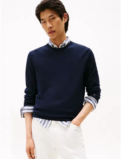 Tommy Hilfiger Wool Crewneck Sweater In Blue
