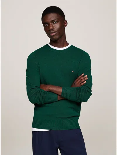 Tommy Hilfiger Wool Crewneck Sweater In Ornamental Green Heather