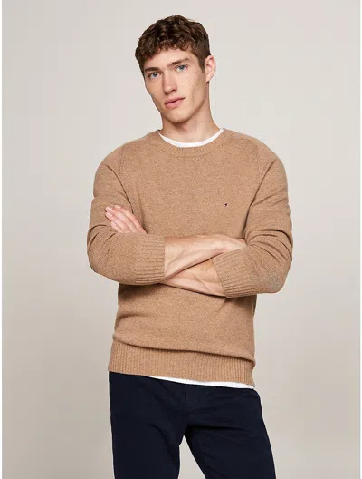 Tommy Hilfiger Wool Crewneck Sweater In Safari Canvas Heather