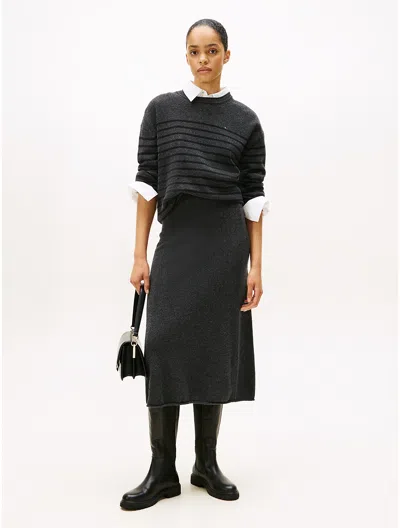 Tommy Hilfiger Wool Midi Skirt In Gray