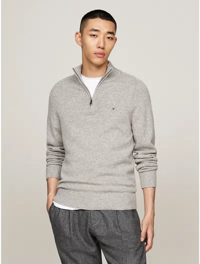 Tommy Hilfiger Wool Quarter In Light Grey Heather