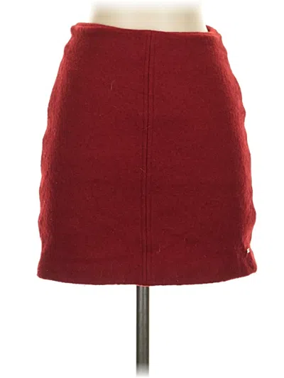 Pre-owned Tommy Hilfiger Wool Skirt In Burgundy