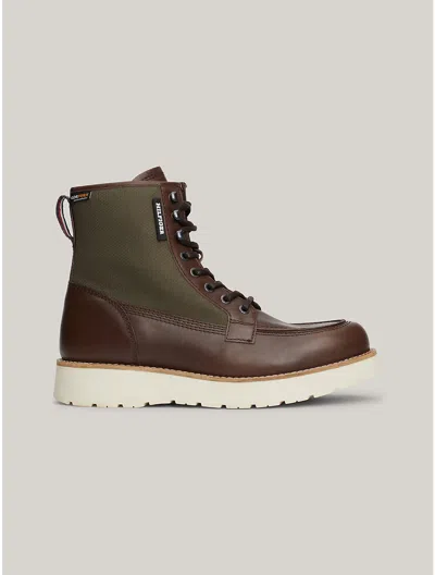Tommy Hilfiger Workwear Hybrid Leather Boot In Army Green