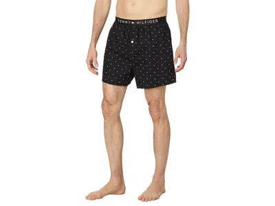Tommy Hilfiger Woven Boxer Shorts Men's Black Logo Elastic Waist Buu012