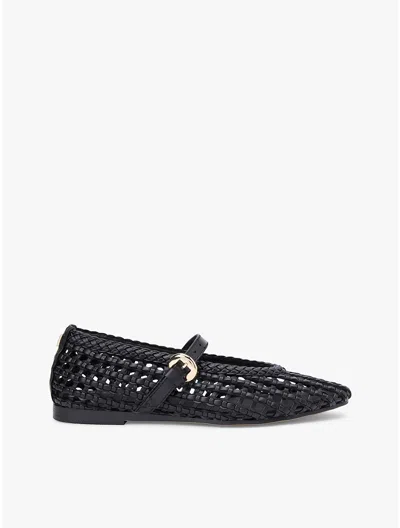 Tommy Hilfiger Woven Leather Mix Mary Jane Flat In Black