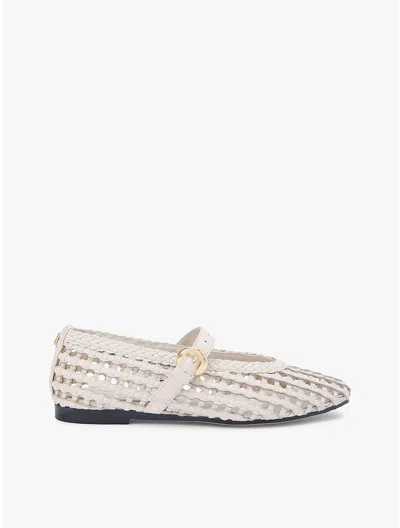 Tommy Hilfiger Woven Leather Mix Mary Jane Flat In White