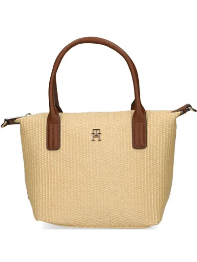 Tommy Hilfiger Woven Top-handle Tote Bag In Neutral