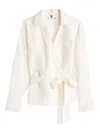 Tommy Hilfiger Textured Linen Wrap Blouse With Belted Waist