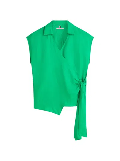 Tommy Hilfiger Wrap-design Blouse In Green