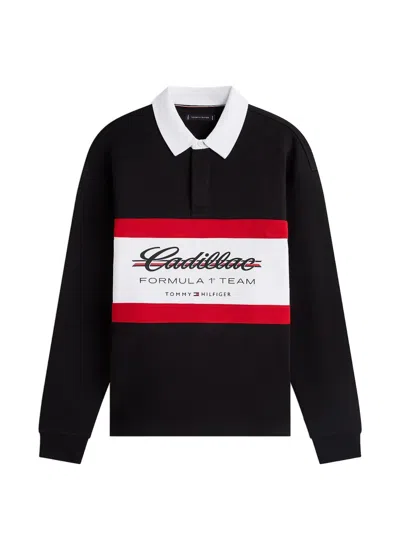 Tommy Hilfiger X Cadillac Formula 1 Team-logo Polo Shirt In Black