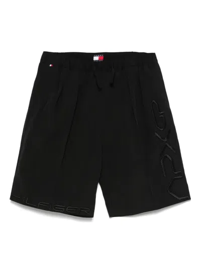 Tommy Hilfiger X Mercedes Embroidered-logo Shorts In Black