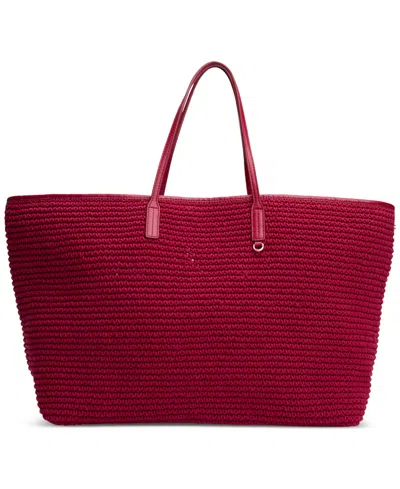 Tommy Hilfiger X Sofia Richie Grainge Oversized Knit Beach Tote In Rouge