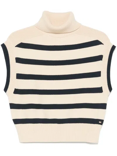 Tommy Hilfiger X Sofia Richie Grainge Roll-neck Top In Dark Night Navy Stripe