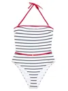 Tommy Hilfiger Sofia For Tommy Belted Halter Swimsuit In White