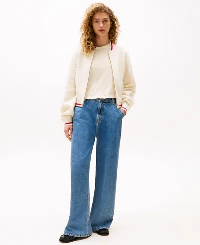 Tommy Hilfiger X Sofia Richie Grainge Women's Knit Zip-front Varsity Sweater In Calico