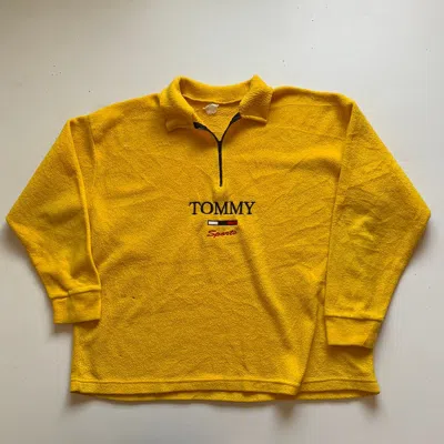 Pre-owned Tommy Hilfiger X Vintage 90's Tommy Hilfiger Embroidered Fleece Pullover In Yellow