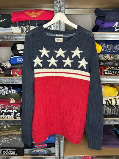 Pre-owned Tommy Hilfiger X Vintage Tommy Hilfiger Knit American Flag Sweater In Red White/blue