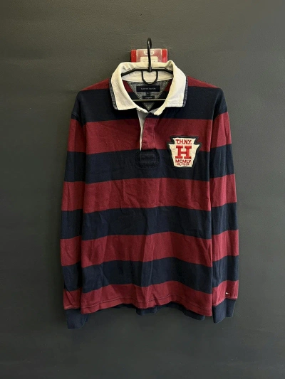Pre-owned Tommy Hilfiger X Vintage Tommy Hilfiger New York Striped Rugby Jersey Polo Tee Japan