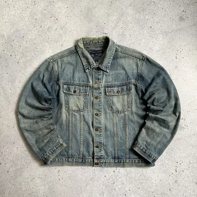Pre-owned Tommy Hilfiger X Vintage Tommy Hilfiger Washed Denim Jacket Distressed Faded In Faded Blue
