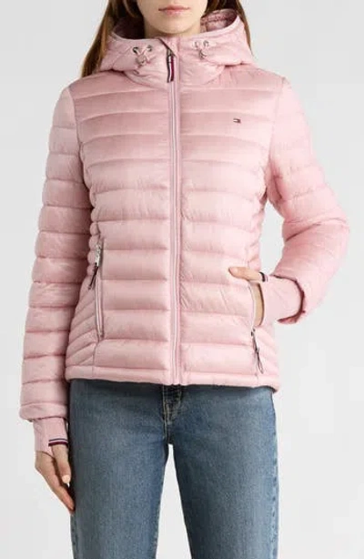 Tommy Hilfiger Zip Hooded Packable Puffer Jacket In Pink