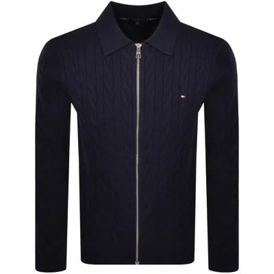 Tommy Hilfiger Zip Regular Fit Polo T Shirt Navy