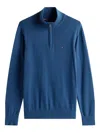 Tommy Hilfiger Zip-up High-neck Jumper In Blue