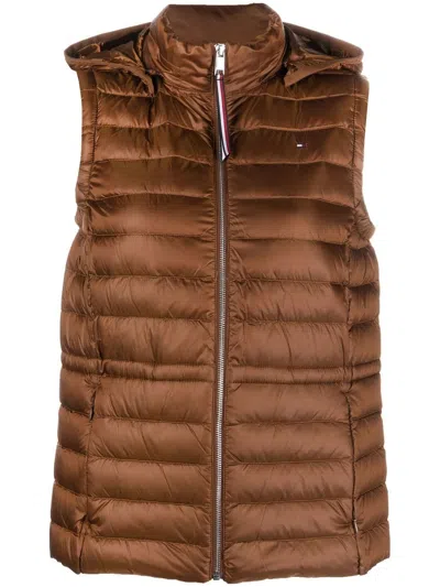 Tommy Hilfiger Zip-up Padded Gilet In Brown