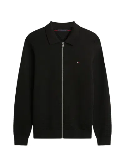 Tommy Hilfiger Zip-up Textured Jacket In Black