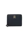 Tommy Hilfiger Elegant Blue Zip Wallet With Multiple Compartments In Black