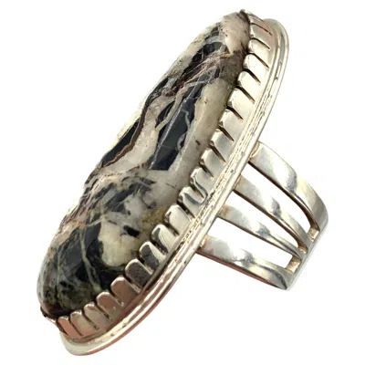 Pre-owned Tommy Jackson Sterling Silver And White Buffalo Ring By  (size 8)