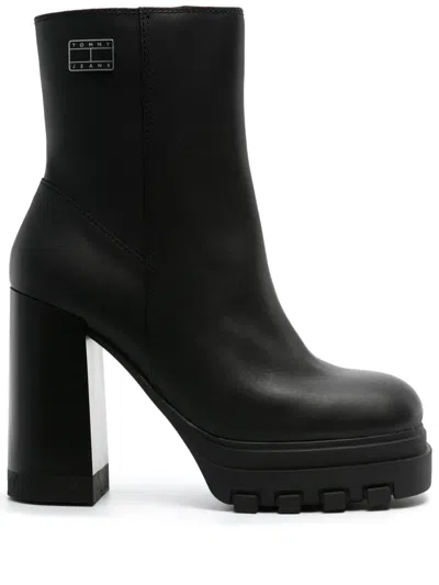 Tommy Jeans 120mm Logo-print Ankle Boots In Black