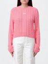 Tommy Jeans Cotton Knit Top With Logo In Pink