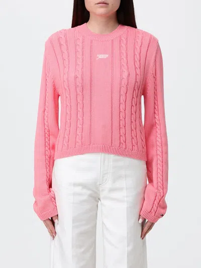 Tommy Jeans Cotton Knit Top With Logo In Pink