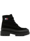 Tommy Jeans 40mm Logo-patch Lace-up Boots In Schwarz