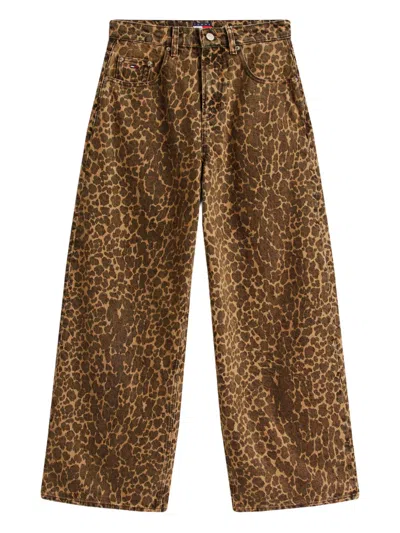 Tommy Jeans Animal-print Jeans In Brown