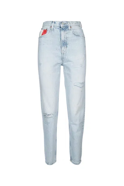 Tommy Jeans Distressed-finish Skinny Jeans In Blue