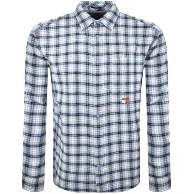 Tommy Jeans Badge Flannel Relaxed Fit Shirt Blue