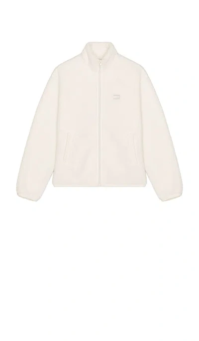 Tommy Jeans Badge Full Zip Teddy Sweatshirt In White