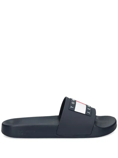 Tommy Jeans Badge Pool Slides In Blue