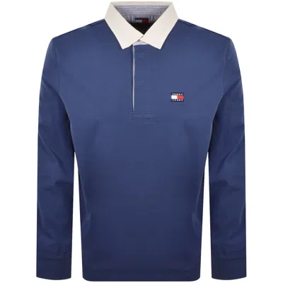 Tommy Jeans Badge Rugby Shirt Blue