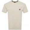 Tommy Jeans Badge T Shirt Newsprint Beige In Neutral